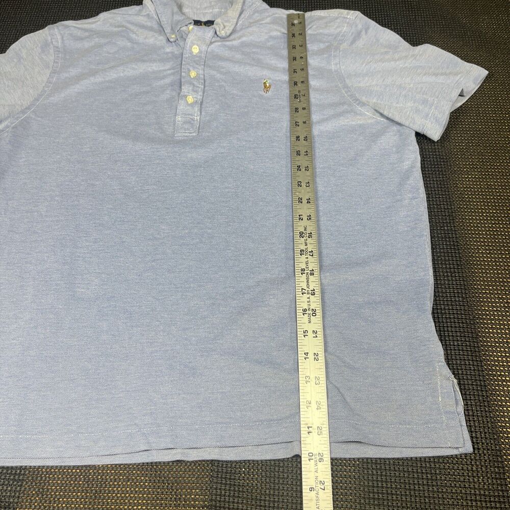 Ralph Lauren Mens Golf Shirt XL Solid Blue‎ Knit Oxford Short Sleeve Classic - Picture 5 of 8